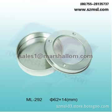 round tin box with clear window, cosmetic tin box, gift box